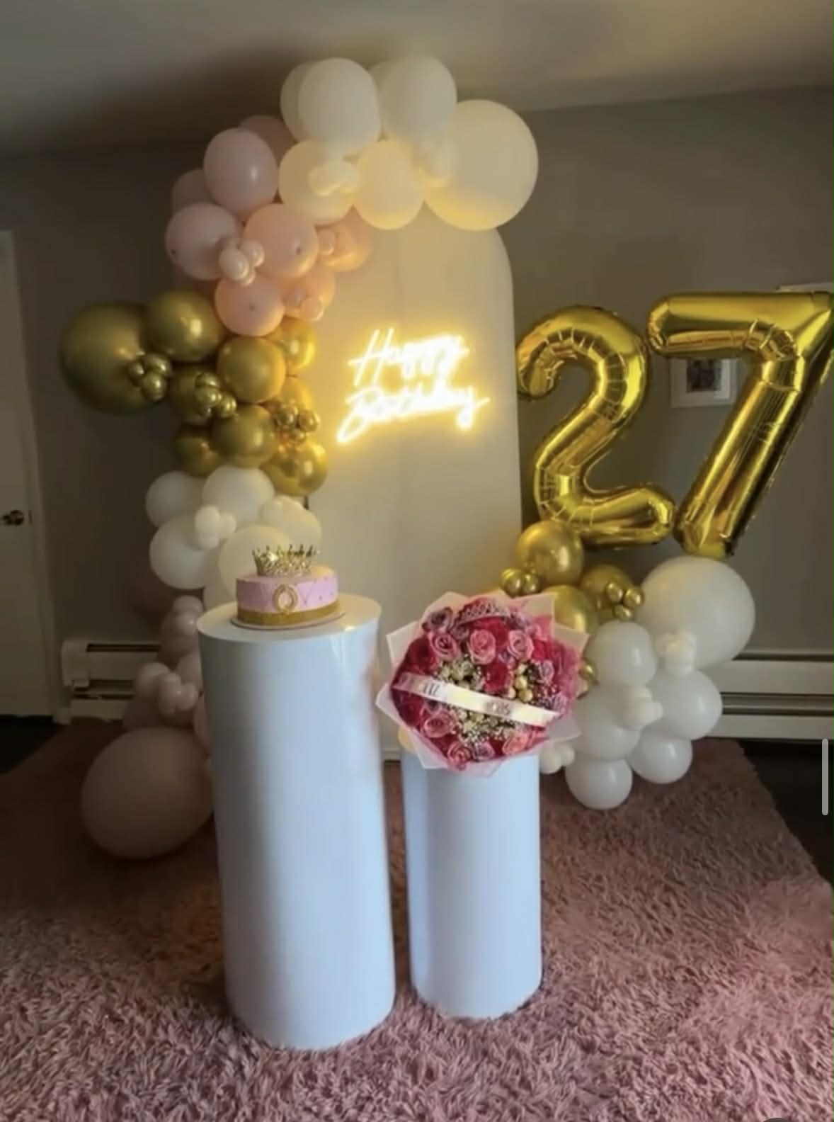 Birthday 27 pink gold setup